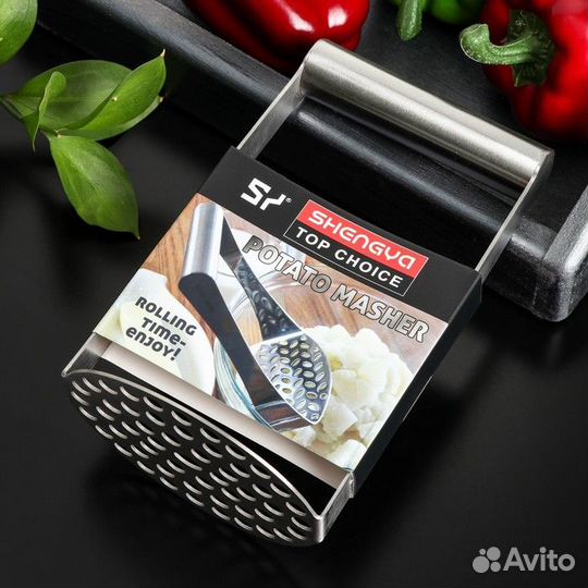 Толкушка для картофеля Vent, 11,5 см, цвет хромиро