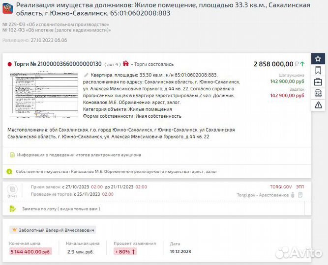 Агент/торги по банкротству/участие в торгах