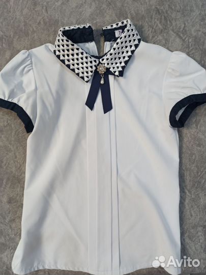 Школьная блузка с коротким рукавом рост 128