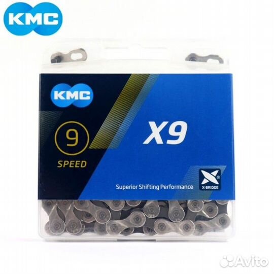 Цепь KMC X9.93 Silver-Gray, 9 ск., 114 зв., с замк