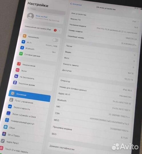 iPad pro 12.9 GEN 2 IOS 14.6