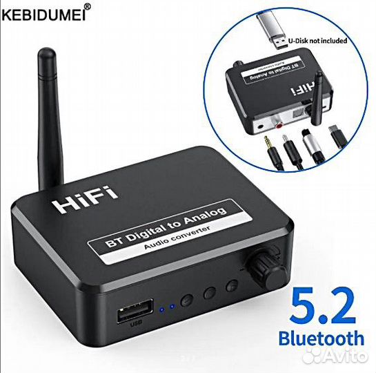 Приемник Bluetooth 5.2 Pro (2в1) RCA/TF/AUX/USB