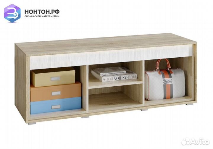 Тумба под тв Фортуна дуб сонома / белый глянец