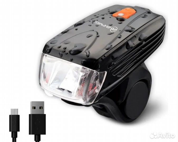 Велофонарь на руль Briviga USB 400. Легкий компакт