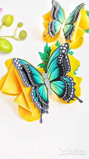 Бантики ручной работы с бабочками