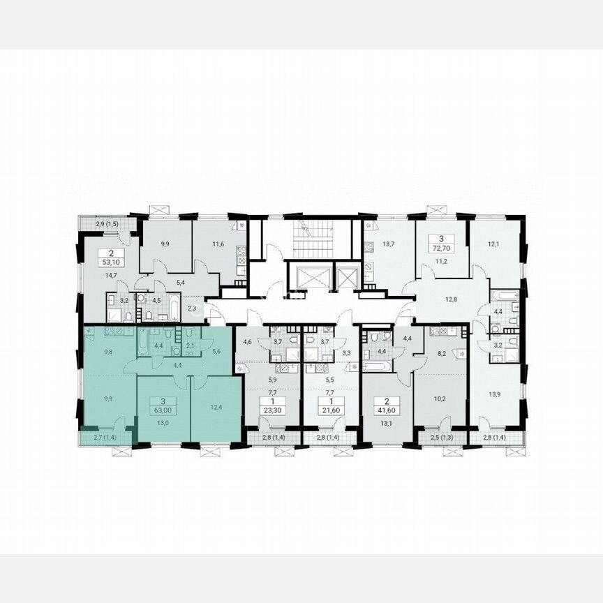 3-к. квартира, 63 м², 3/19 эт.