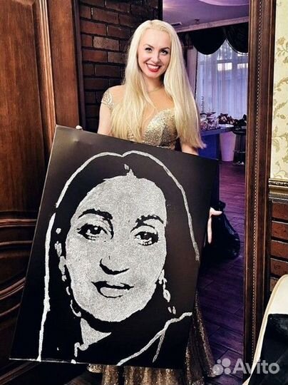 Портрет в подарок с блёстками