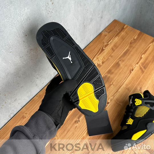 Nike Air Jordan 4 Retro Black Yellow Lux