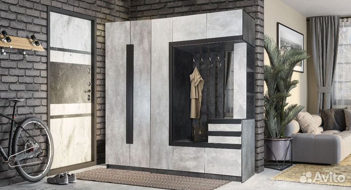 Прихожая Лайф со шкафом бетон т-с 2,4 м