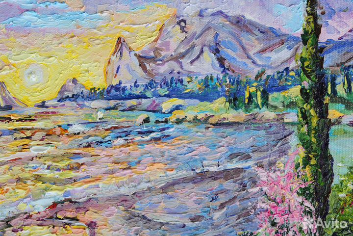 Картина Закат море Ялта Крым пейзаж морской Симеиз