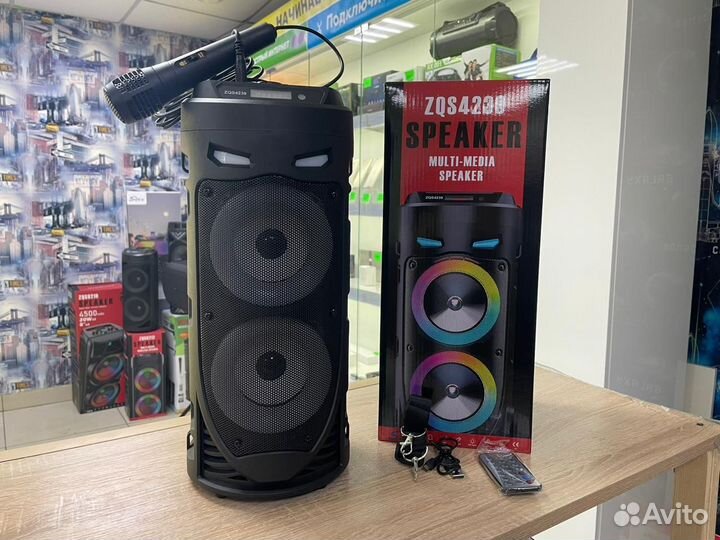 Блютуз колонка большая с беспроводным микрофоном