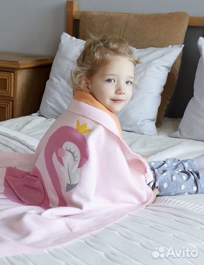 Плед фламинго детский 90*90 акрил