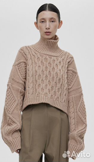 Кроп-свитер aim clo крупной вязки с аранами