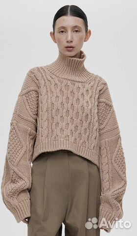 Кроп-свитер aim clo крупной вязки с аранами