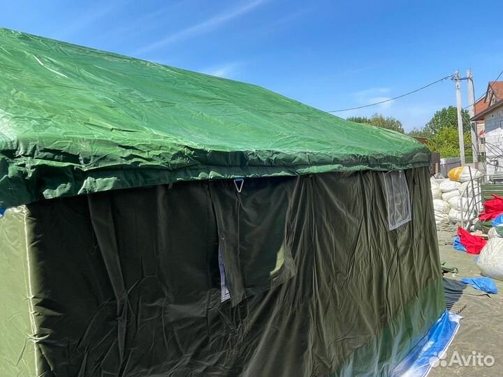 Палатка Каркасная утепленная зеленого цвета 5х4м
