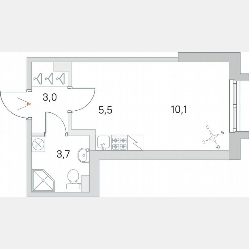 Квартира-студия, 22,4 м², 1/5 эт.