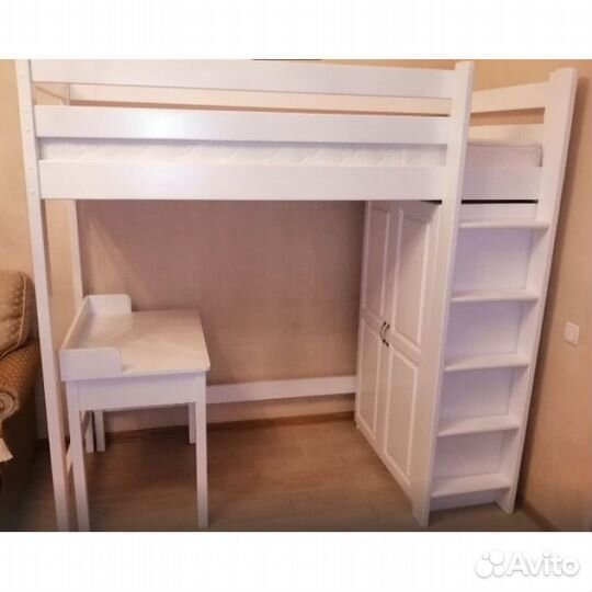Кровать чердак детская со шкафом