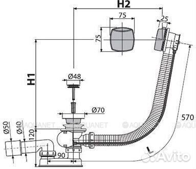 Слив-перелив для ванны AlcaPlast A51CR