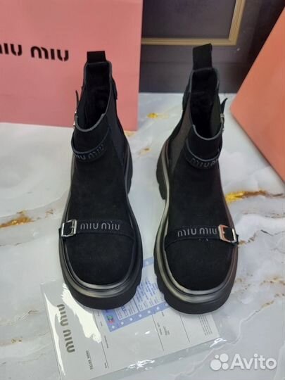 Ботинки MIU MIU Black замшевые