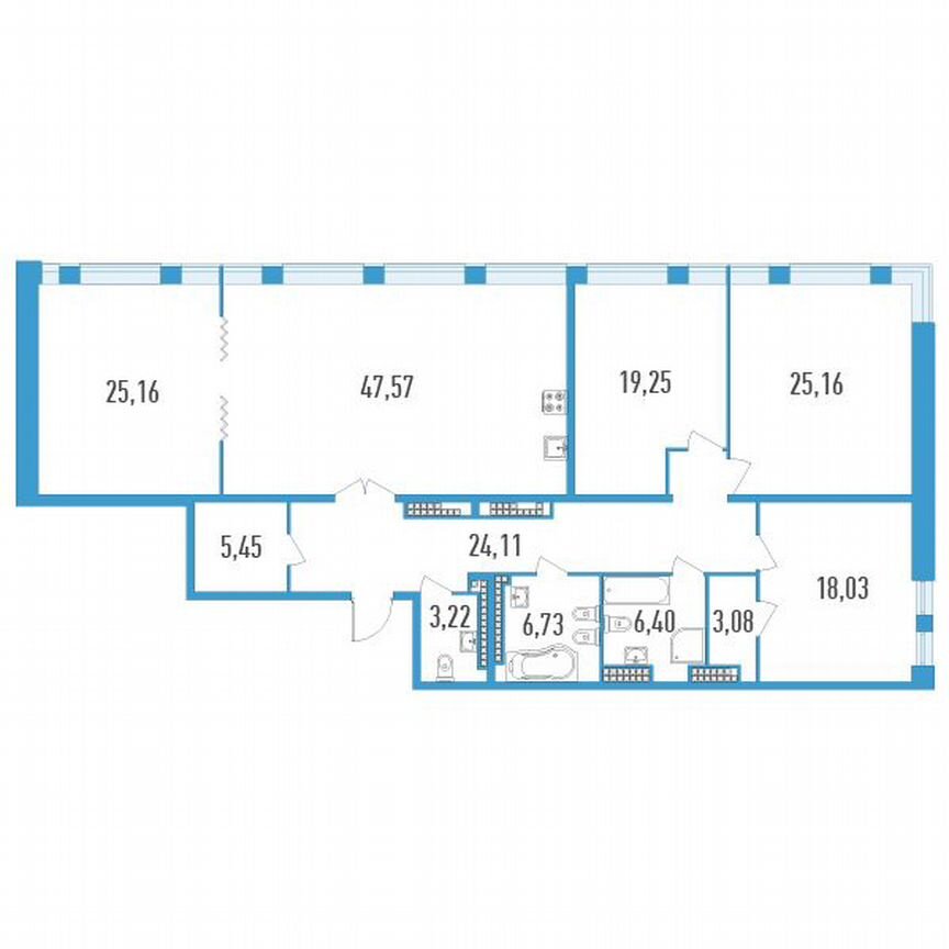 4-к. квартира, 184 м², 17/23 эт.