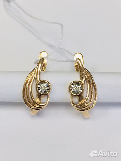 Серьги золотые с бриллиантами
