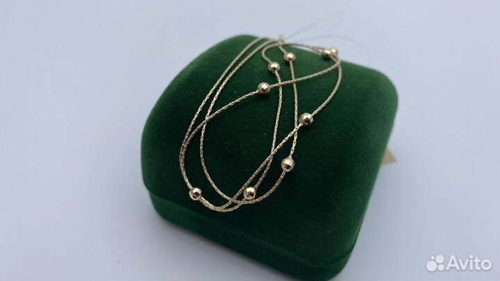 Золотая цепочка с шариками 40 см лимонное