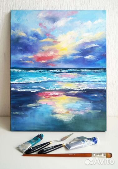 Картина маслом море на холсте 40х50 см