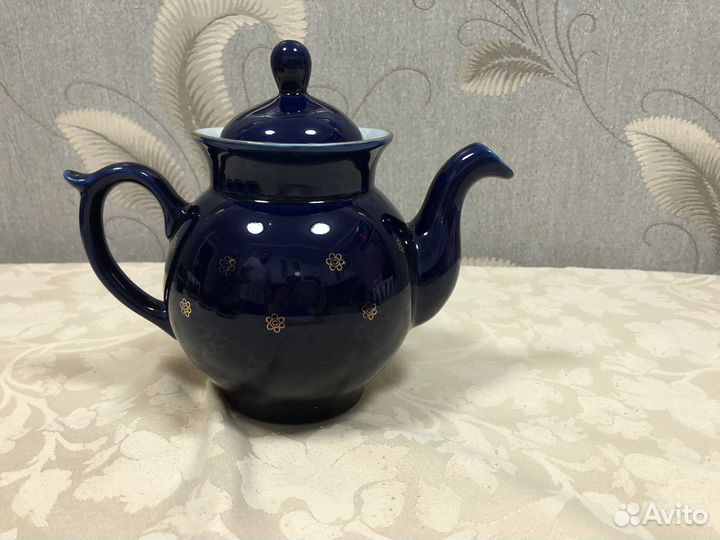 Чайник заварочный, бронницкий фарфор, кобальт