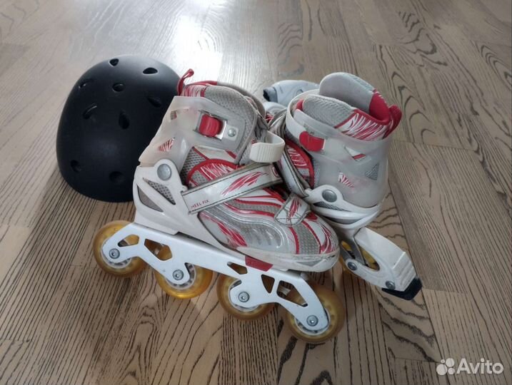 Роликовые коньки детские раздвижные,шлем и защита
