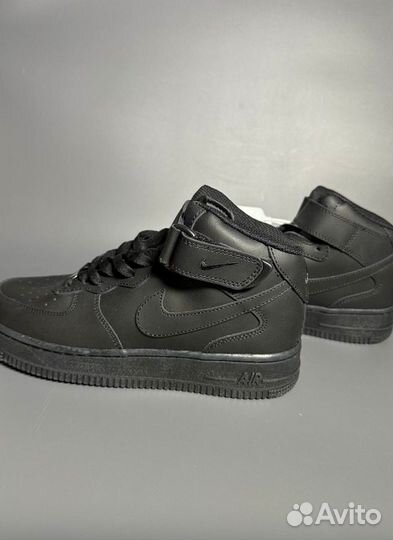 Кроссовки Nike Air Force 1 Mid Black Лакшери