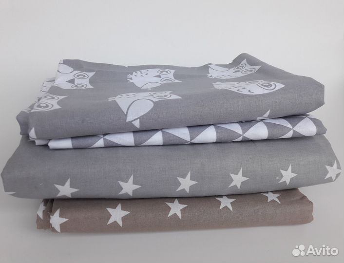 Ткань отрез 5 м хлопок 100 Звёздочки на сером