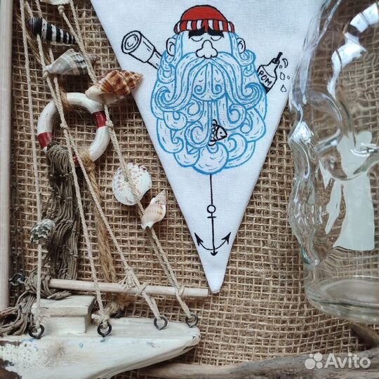 Гирлянда растяжка из тканевых флажков ручная работ