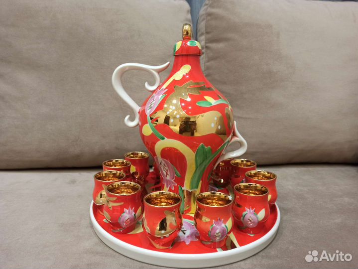 Набор ликерный Дулево Фарфор СССР Золотой олень