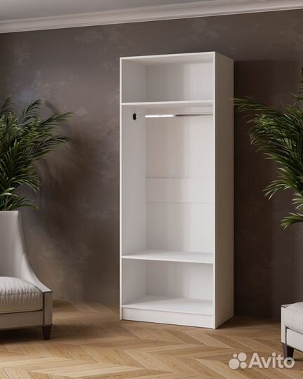 Шкаф 4-дверный распашной 0,80м с зеркалом белый