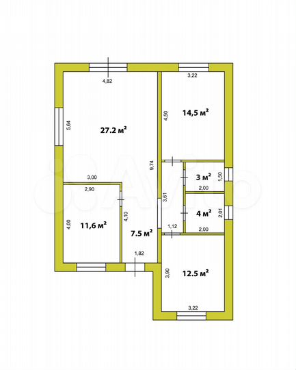 Дом 90 м² на участке 7 сот.