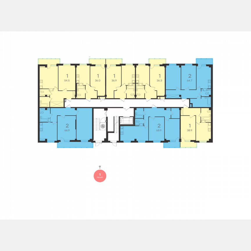 1-к. квартира, 39,4 м², 1/10 эт.