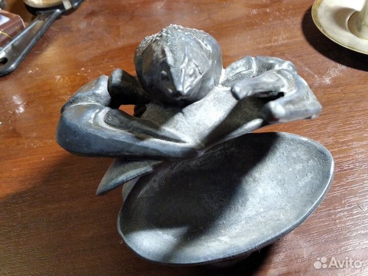 Пепельница статуэтка,рак, СССР металл,Стекло