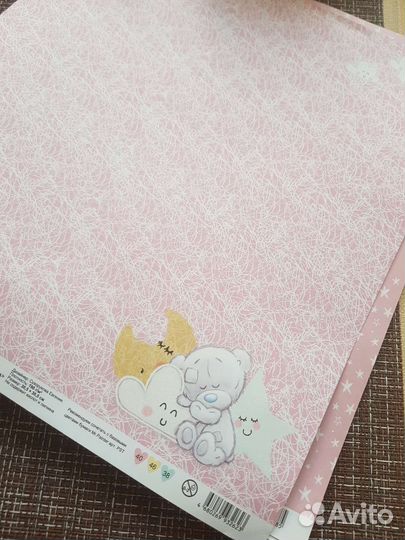 Скрапбукинг, листы, деревянные и бумажные штучки