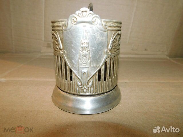 Подстаканник мельхиор Кремль-Спасская башня Кольчу