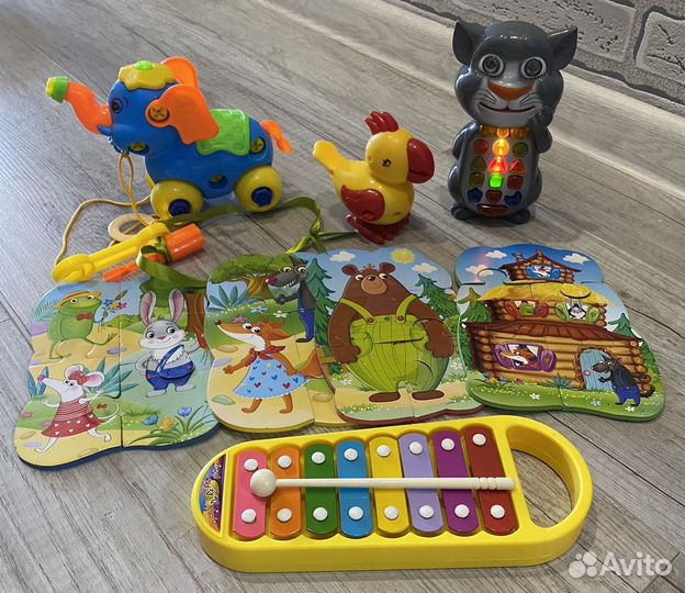 Развивающие игрушки пазлы ксилофон говорящий кот