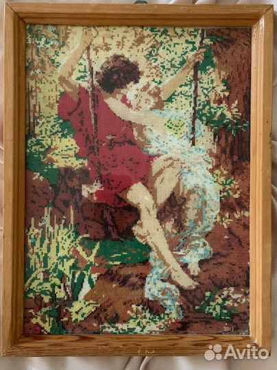 Картина вышитая крестом, Весна, Пьер Огюст Кот