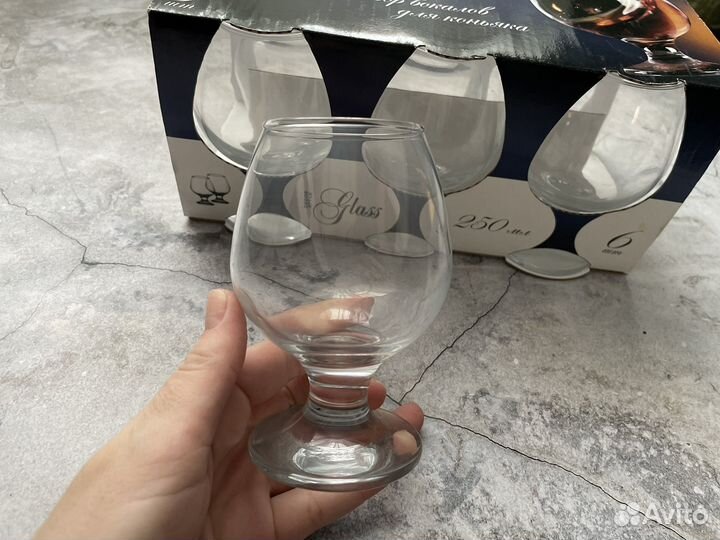 Фужеры для коньяка, 6 шт, новые