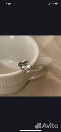 Серьги каффы сердечко