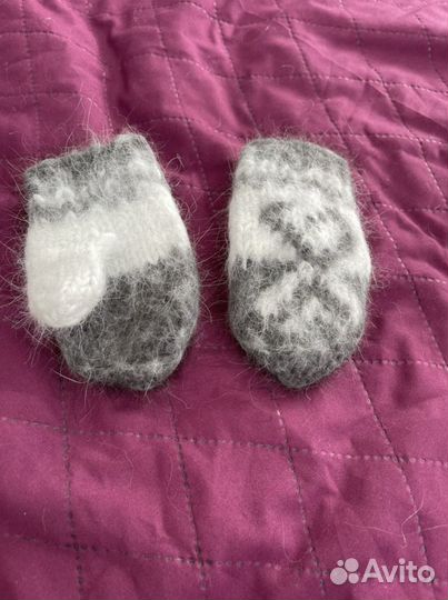Новые, натуральные пуховые варежки, размер 1-3 г