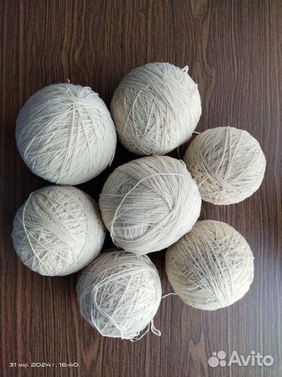 Пряжа шерстяная для вязания из СССР. 7 клубков