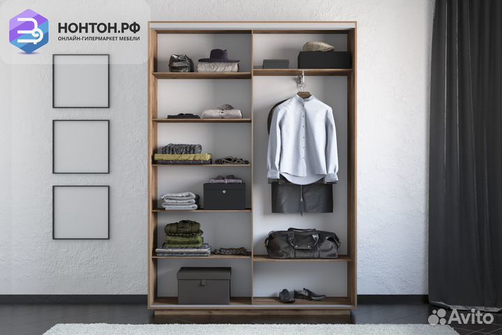 Шкаф-купе 2-х дверный с зеркалом Экспресс 45 дуб с