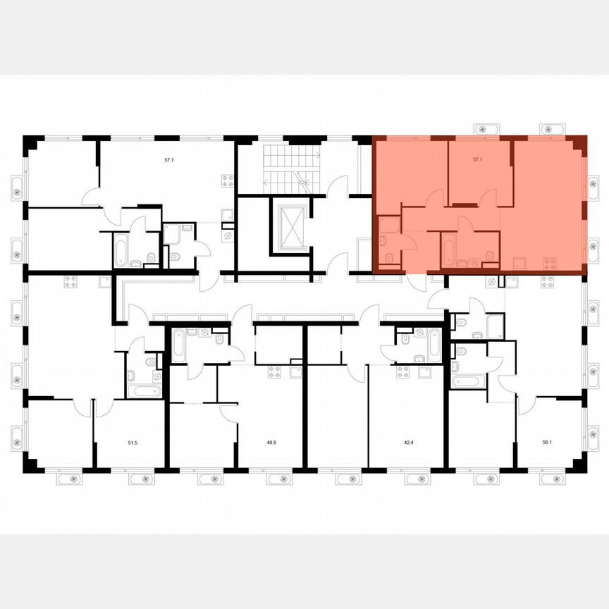 2-к. квартира, 57,1 м², 2/9 эт.