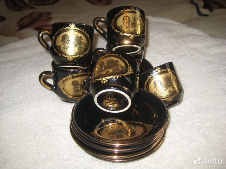 Сервиз кофейный из Греции золото 24 К на 6 персон