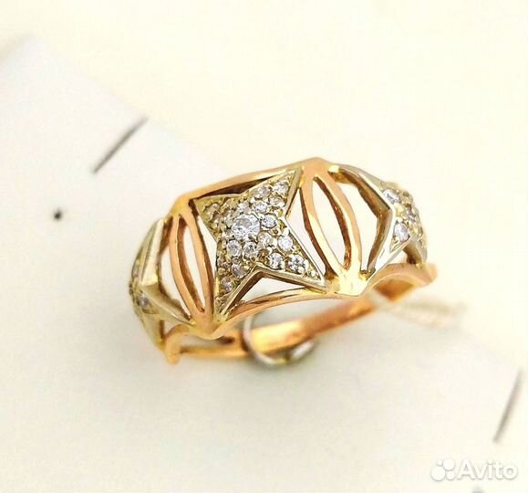 Кольцо / размер 17,5 / 2,76г / Золото585 / фианиты круглые