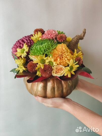 Цветочные композиции в тыкве